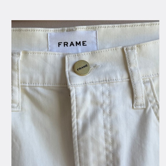 Frame Mini Skirt Women's Size 28 Ivory White Ombre Coated Cotton Blend Zip Fly P - Picture 2 of 4